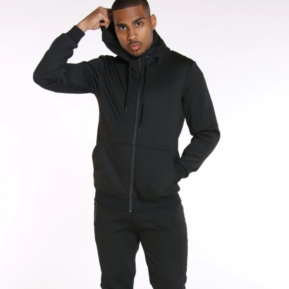 Fleece Tracksuit Hoodie and Jogger Set Black